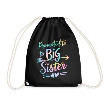 Promoted to Big Sister Tie Dye Gender Reveal - Drawstring Bag - black - Front