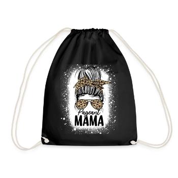 Pageant Mama Glitz Glam Messy Bun Leopard Funny - Drawstring Bag - black - Front