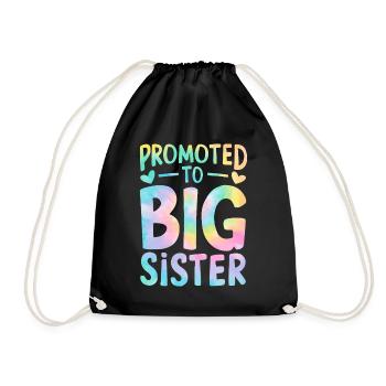 Promoted to Big Sister Tie Dye Gender Reveal - Drawstring Bag - black - Front