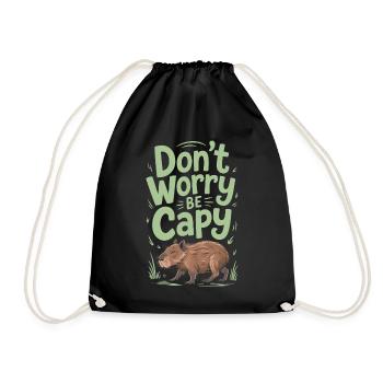 Capybara Dont Worry Be Capy Capybara Rodent - Drawstring Bag - black - Front