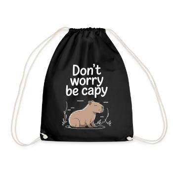Capybara Dont Worry Be Capy Capybara Rodent - Drawstring Bag - black - Front