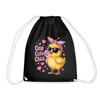 Cute chick – cheeky & stylish - Drawstring Bag - black - Front