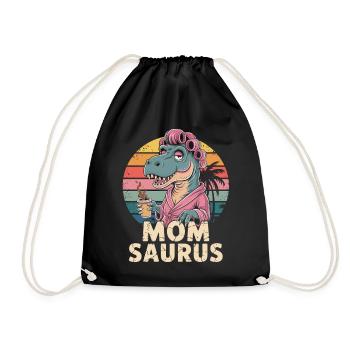 Funny Dinosaur Mom Shirt - Drawstring Bag - black - Front