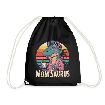 Retro Mama Saurus für starke Mütter - Turnbeutel - Schwarz - Vorne