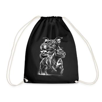 Realistisches Staffordshire Bullterrier Porträt - Turnbeutel - Schwarz - Vorne