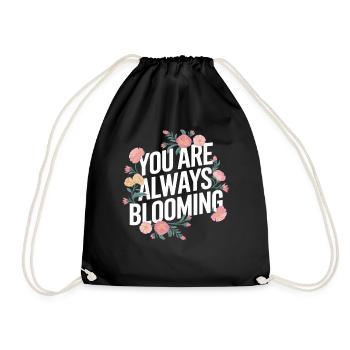 Du Blühst Immer Mit Blumenmotiv - Turnbeutel - Schwarz - Vorne