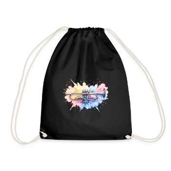 Trompette colorée Aquarelle Aquarelle Peinture Splash - Sac de sport léger - noir - Devant