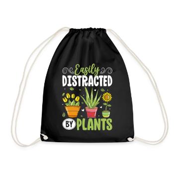 Easily Distracted By Plants - Drawstring Bag - black - Front