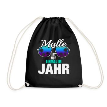 Malle Mallorca Party Urlaub Bier Feiern Geschenk - Turnbeutel - Schwarz - Vorne