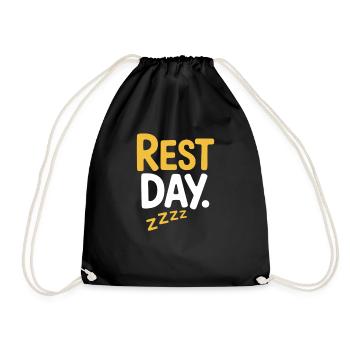 Rest Day Training Fitness Sport Chill Cheat Day - Drawstring Bag - black - Front