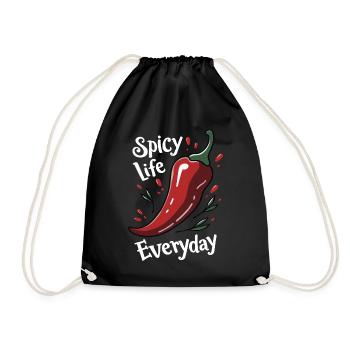 Spicy Life – Chili Vibes für jeden Tag - Turnbeutel - Schwarz - Vorne