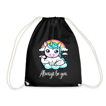 Unicorn Gym Motivation - Always Be You - Drawstring Bag - black - Front