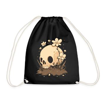 Mignon crâne avec prairie fleurie - Sac de sport léger - noir - Devant
