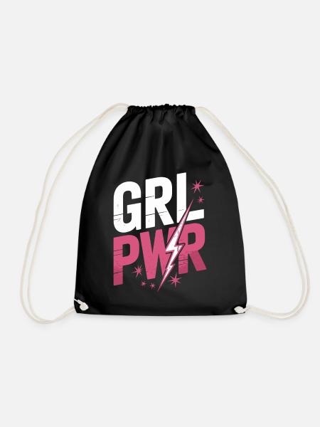 Frauen Power GRL PWR Girl Patriarchat Feminismus - Turnbeutel - Schwarz