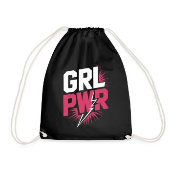 Women Power GRL PWR Girl Patriarchy Feminism - Drawstring Bag - black - Front