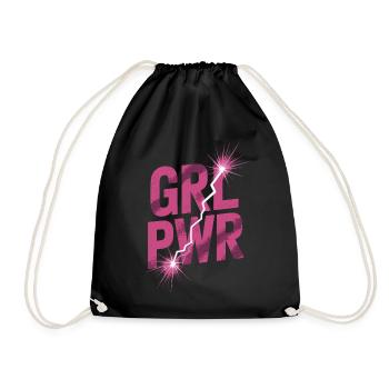 Women Power GRL PWR Girl Patriarchy Feminism - Drawstring Bag - black - Front