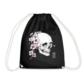 Crâne de cerisier en fleur de cerisier de style japonais - Sac de sport léger - noir - Devant