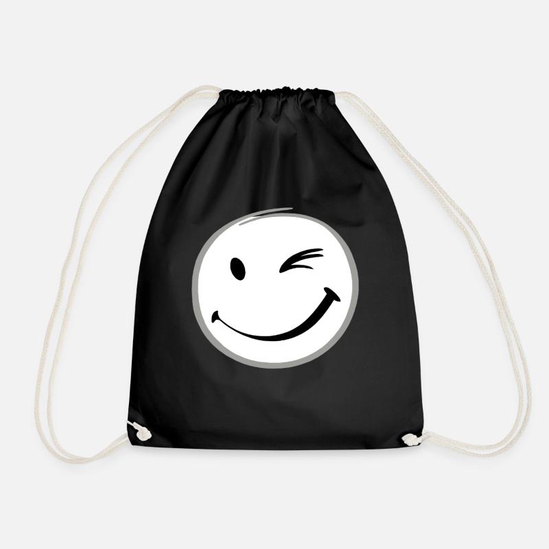 Wink smile - Drawstring Bag - black