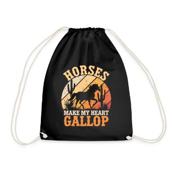 Horses Make My Heart Gallop - Drawstring Bag - black - Front