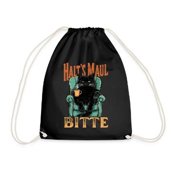 Halt’s Maul Bitte – Coole Vintage Katze mit Spruch - Turnbeutel - Schwarz - Vorne