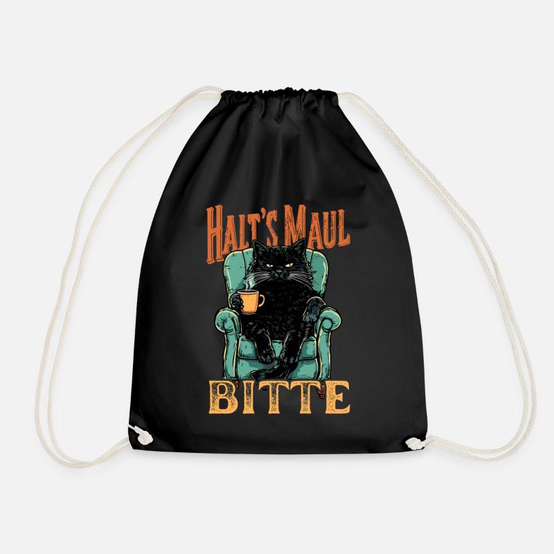 Halt’s Maul Bitte – Coole Vintage Katze mit Spruch - Turnbeutel - Schwarz