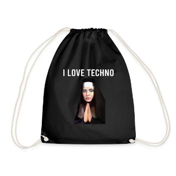 I Love Techno Nun - Drawstring Bag - black - Front