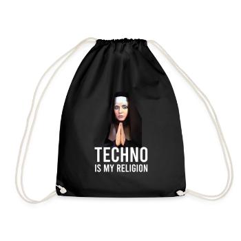 Techno ist meine Religion - Turnbeutel - Schwarz - Vorne