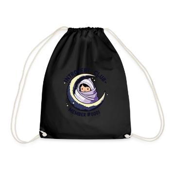 Introvert Club – Cozy Moon Design for Intro - Drawstring Bag - black - Front