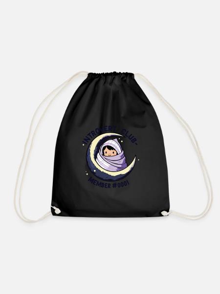 Introvert Club – Gemütliches Mond-Design für Intro - Turnbeutel - Schwarz