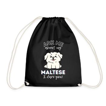 Adorable chiot maltais design - Chien de dessin animé mignon - Sac de sport léger - noir - Devant