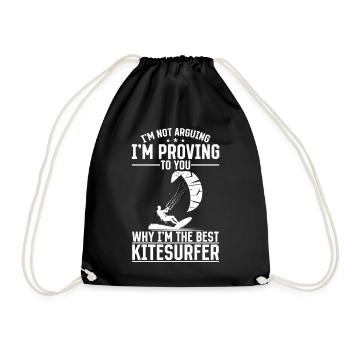 Kiteboarding - Im proving to you why I'm the best - Drawstring Bag - black - Front