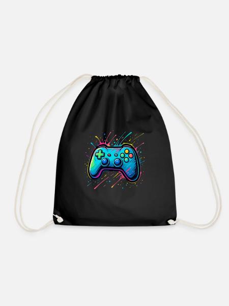 Farbiger Splash Gamer Controller - Turnbeutel - Schwarz