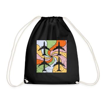 Motif d’avion Mandala - Sac de sport léger - noir - Devant