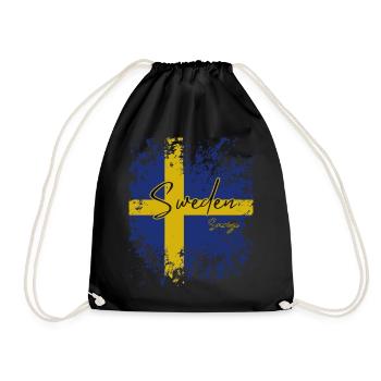 Schwedischer Stolz, Flagge Schwedens - Turnbeutel - Schwarz - Vorne