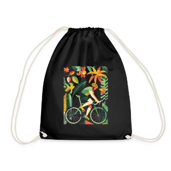 Fahrradfahrer Comic Look - Turnbeutel - Schwarz - Vorne