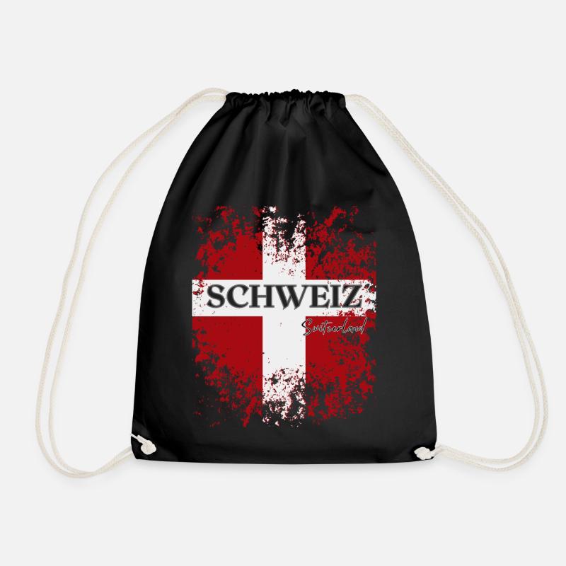 Flagge der Schweiz, Schweizer Stolz - Turnbeutel - Schwarz