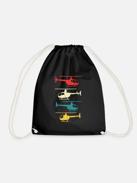 Retro Helikopter - Turnbeutel - Schwarz