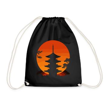 Temple japonais au coucher du soleil - Sac de sport léger - noir - Devant