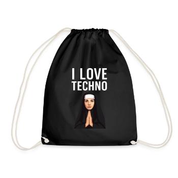 Techno ist meine Religion - Turnbeutel - Schwarz - Vorne