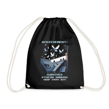 Chimney Sweep Roof Pigeons Attack Retro Pixel - Drawstring Bag - black - Front