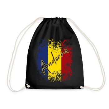 Flagge von Andorra, andorranischer Stolz - Turnbeutel - Schwarz - Vorne