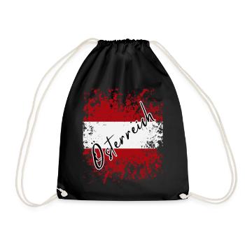 Flag of Austria, Austrian pride - Drawstring Bag - black - Front