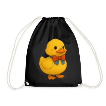 Duck with bow - Drawstring Bag - black - Front