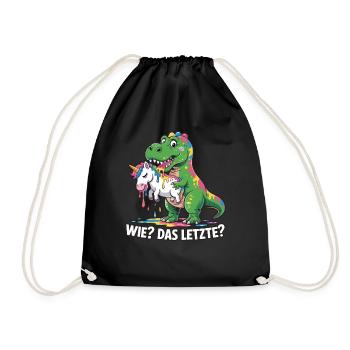 Wie? Das Letzte? T-rex mit Einhorndesing - Turnbeutel - Schwarz - Vorne