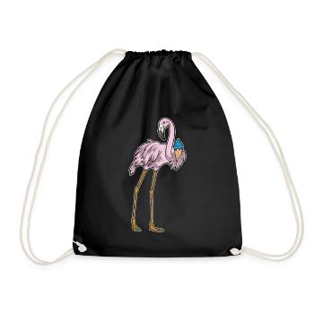 Flamingo Waffeleis - Turnbeutel - Schwarz - Vorne