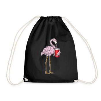 Flamingo Becher to go - Turnbeutel - Schwarz - Vorne