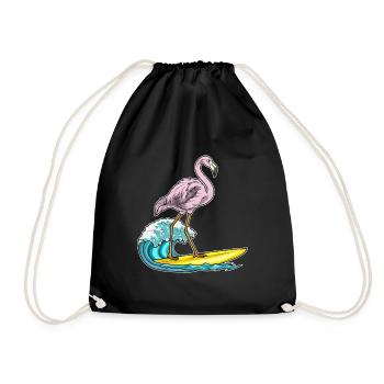 Été de surf sur planche de surf au flamant rose - Sac de sport léger - noir - Devant