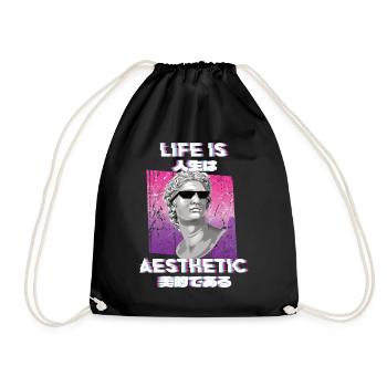 Vaporwave 80s Retro Aesthetic Vintage - Drawstring Bag - black - Front