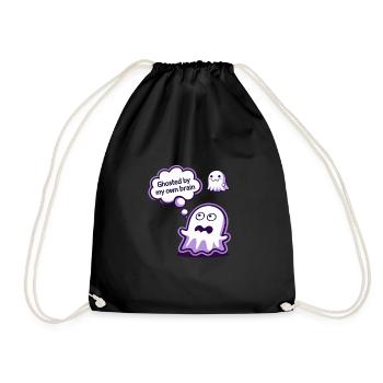 Ghosted by My Brain – Ghost Cartoon - Drawstring Bag - black - Front