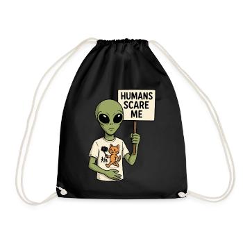 Alien Extraterrestre avec de l’humour - Les humains me font peur - Sac de sport léger - noir - Devant